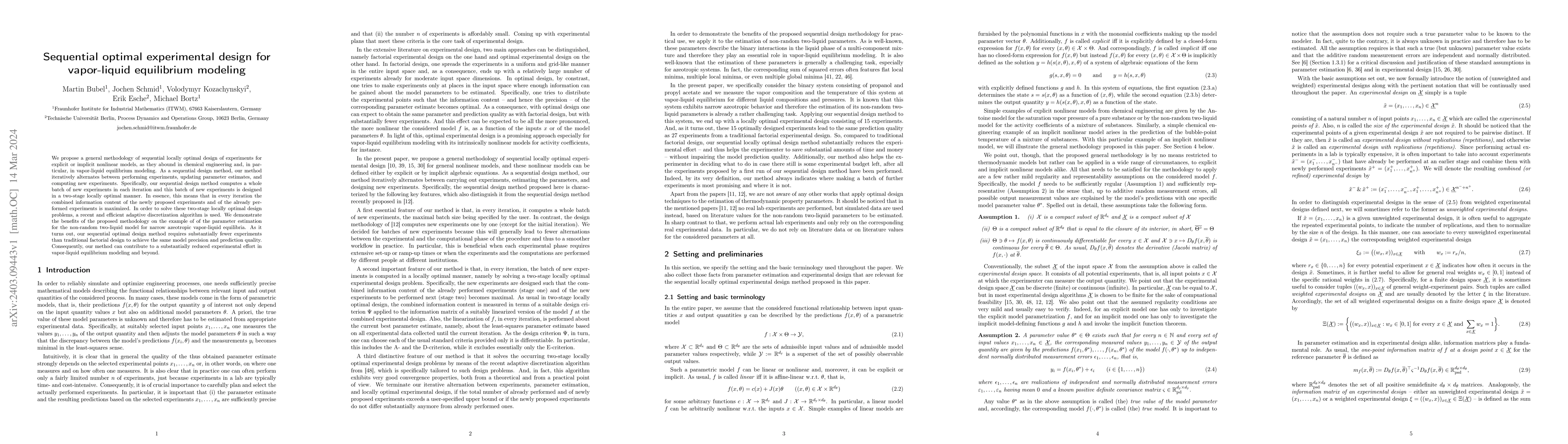 Thumbnail for Sequential optimal experimental design for vapor-liquid equilibrium
  modeling