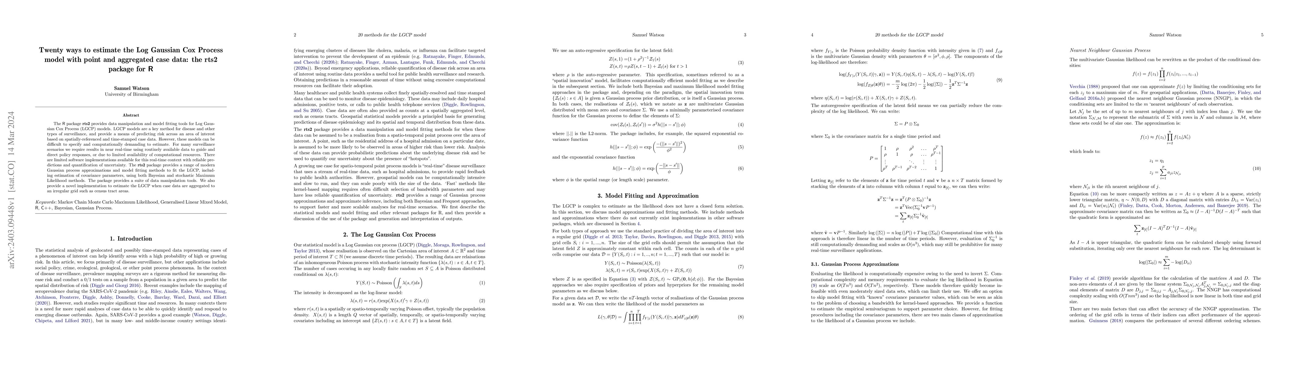 Thumbnail for Twenty ways to estimate the Log Gaussian Cox Process model with point
  and aggregated case data: the rts2 package for R