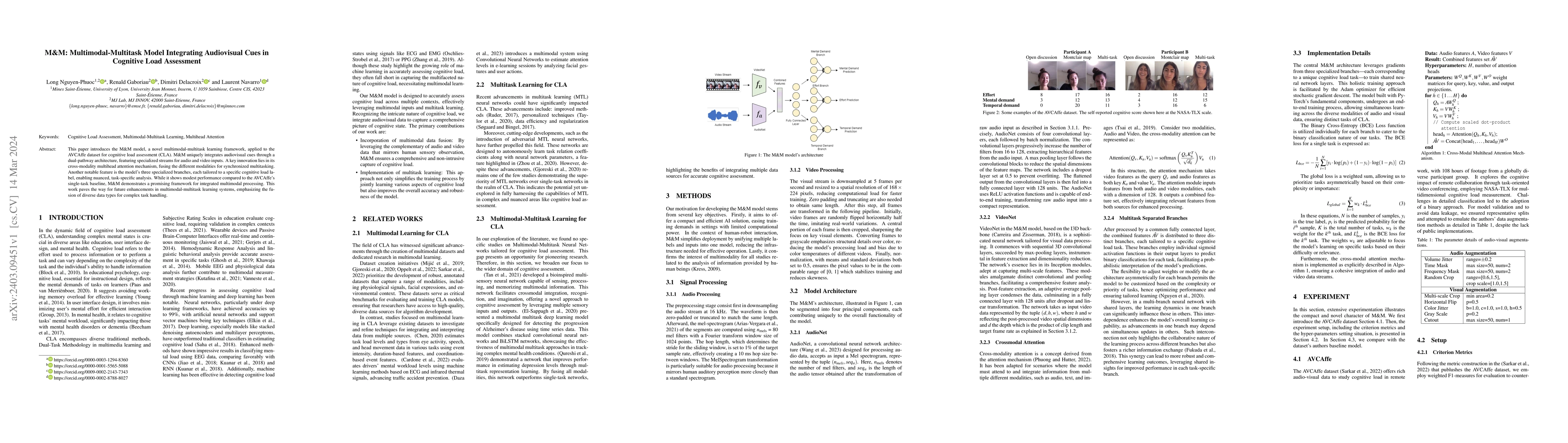Thumbnail for M&M: Multimodal-Multitask Model Integrating Audiovisual Cues in
  Cognitive Load Assessment