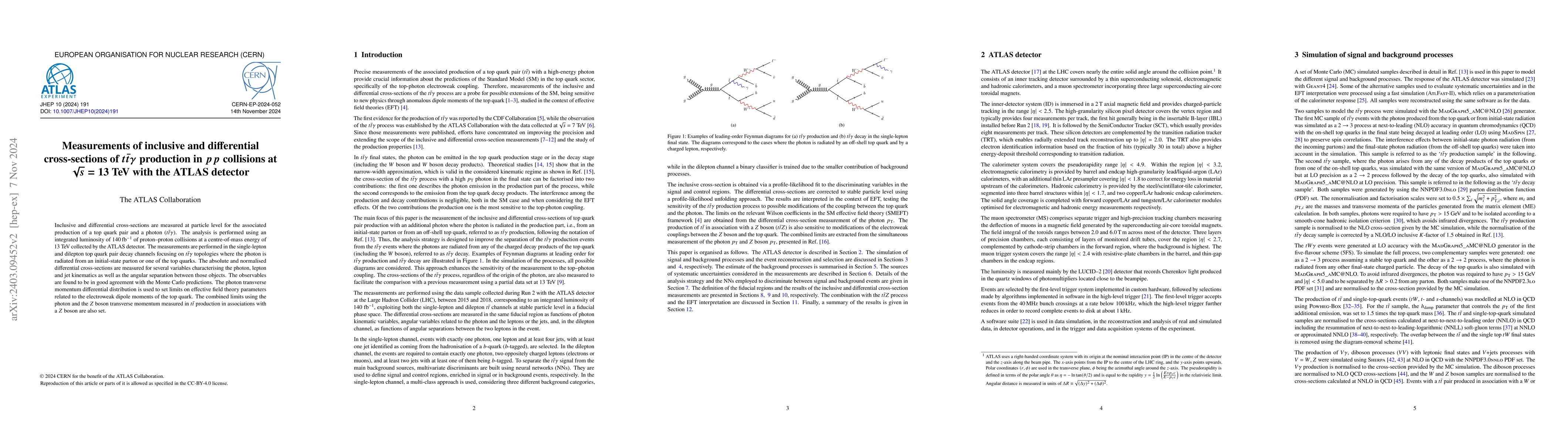 Thumbnail for Measurements of inclusive and differential cross-sections of
  $t\bar{t}\gamma$ production in $pp$ collisions at $\sqrt{s}=13$ TeV with the
  ATLAS detector
