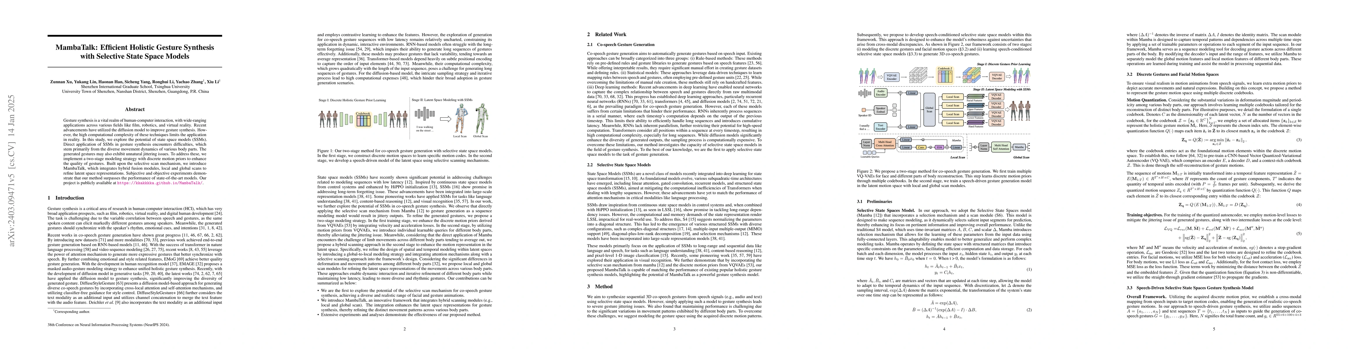 Thumbnail for MambaTalk: Efficient Holistic Gesture Synthesis with Selective State
  Space Models