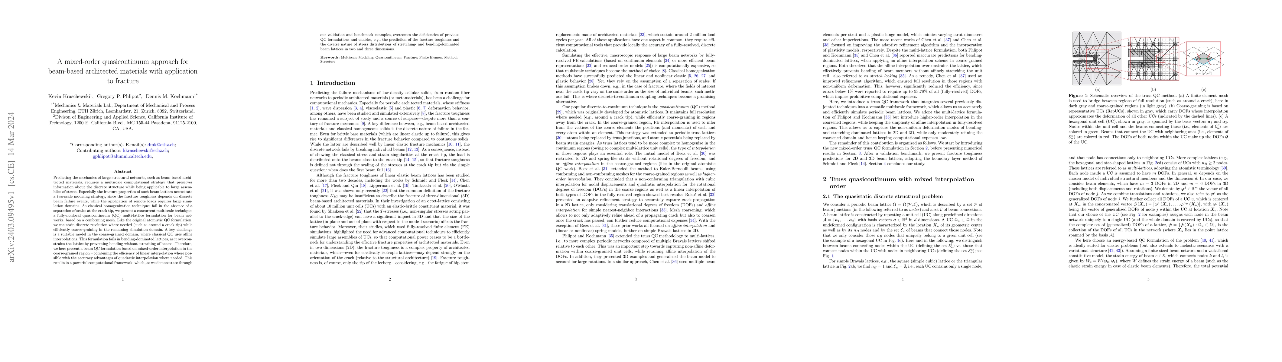 Thumbnail for A mixed-order quasicontinuum approach for beam-based architected
  materials with application to fracture