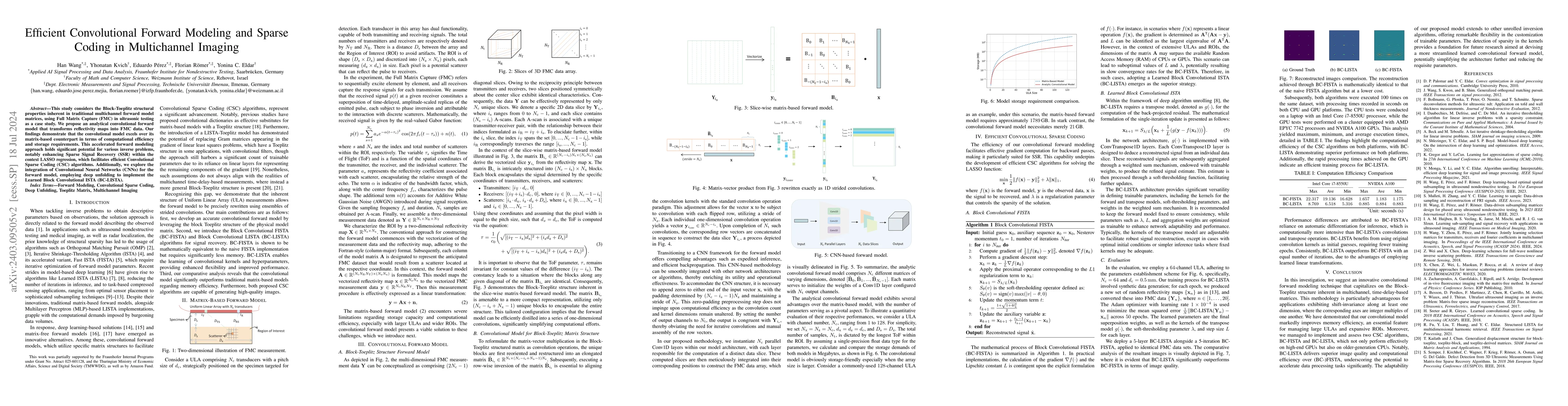 Thumbnail for Efficient Convolutional Forward Modeling and Sparse Coding in
  Multichannel Imaging