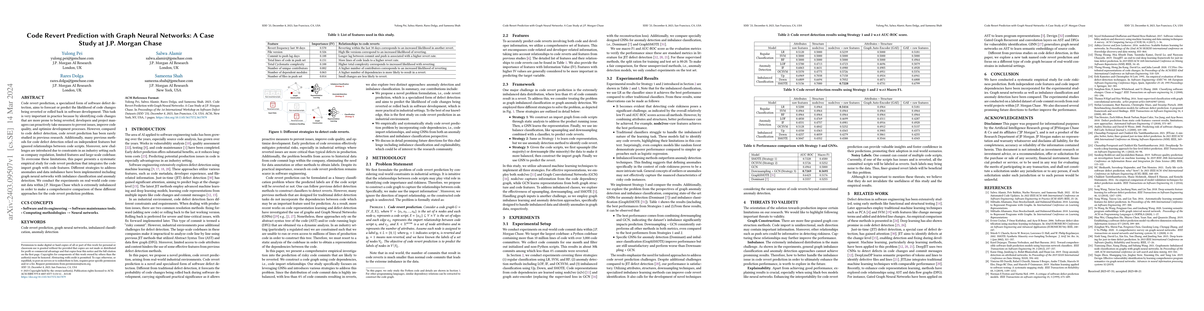 Thumbnail for Code Revert Prediction with Graph Neural Networks: A Case Study at J.P.
  Morgan Chase