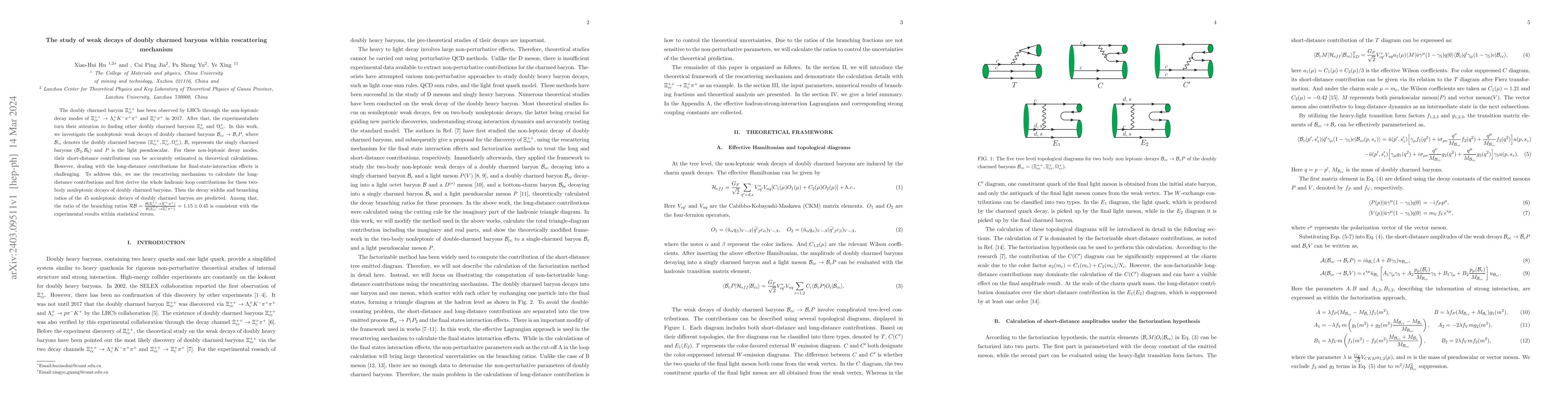 Thumbnail for The study of weak decays of doubly charmed baryons within rescattering
  mechanism