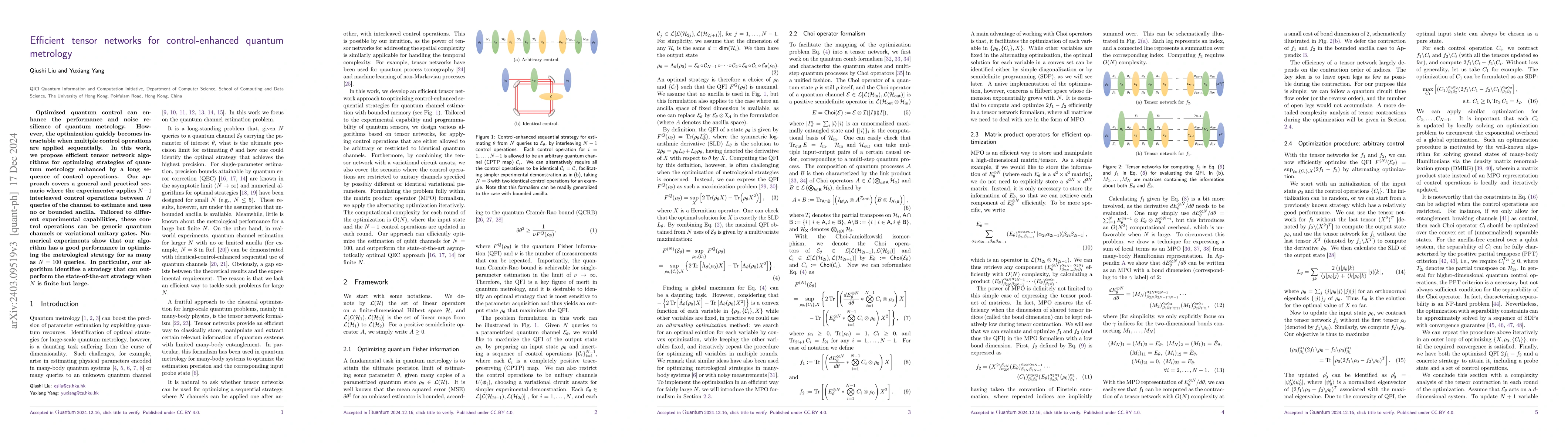 Thumbnail for Efficient tensor networks for control-enhanced quantum metrology