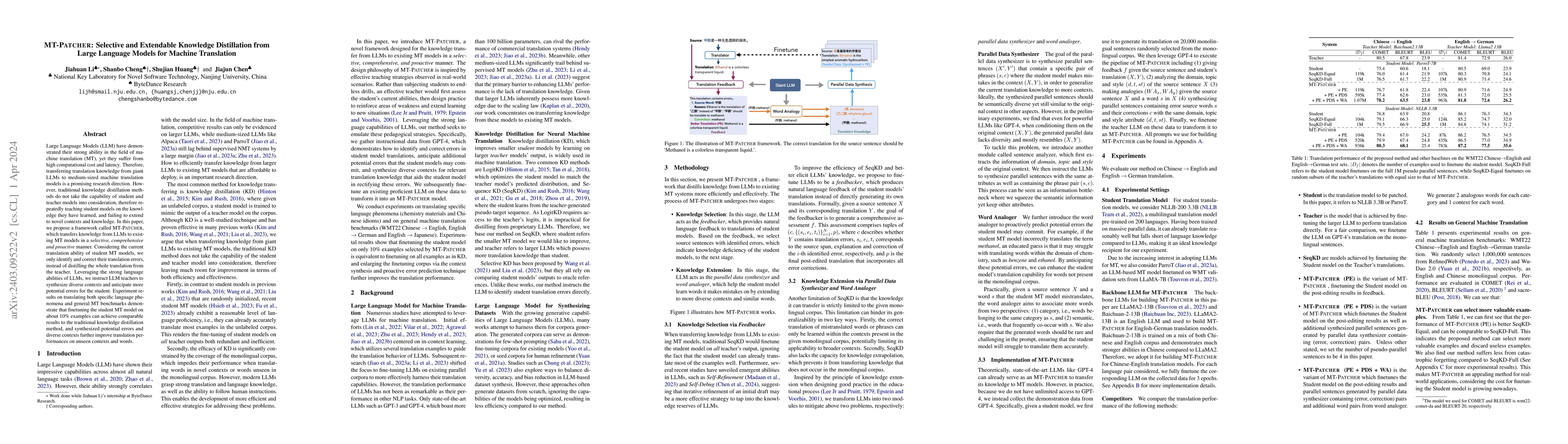 Thumbnail for MT-PATCHER: Selective and Extendable Knowledge Distillation from Large
  Language Models for Machine Translation