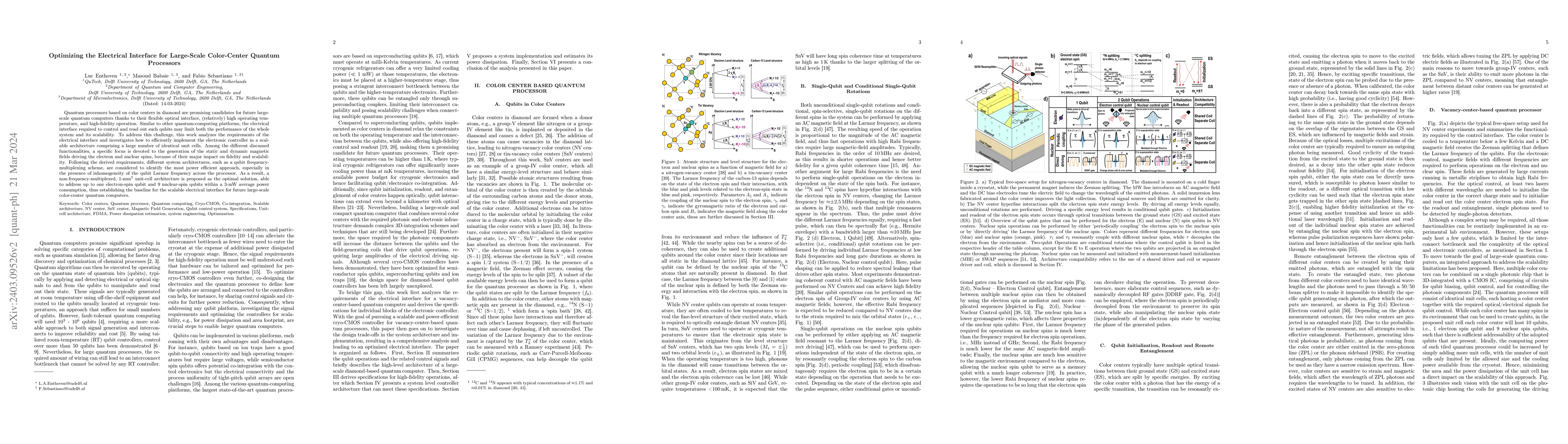 Thumbnail for Optimizing the Electrical Interface for Large-Scale Color-Center Quantum
  Processors