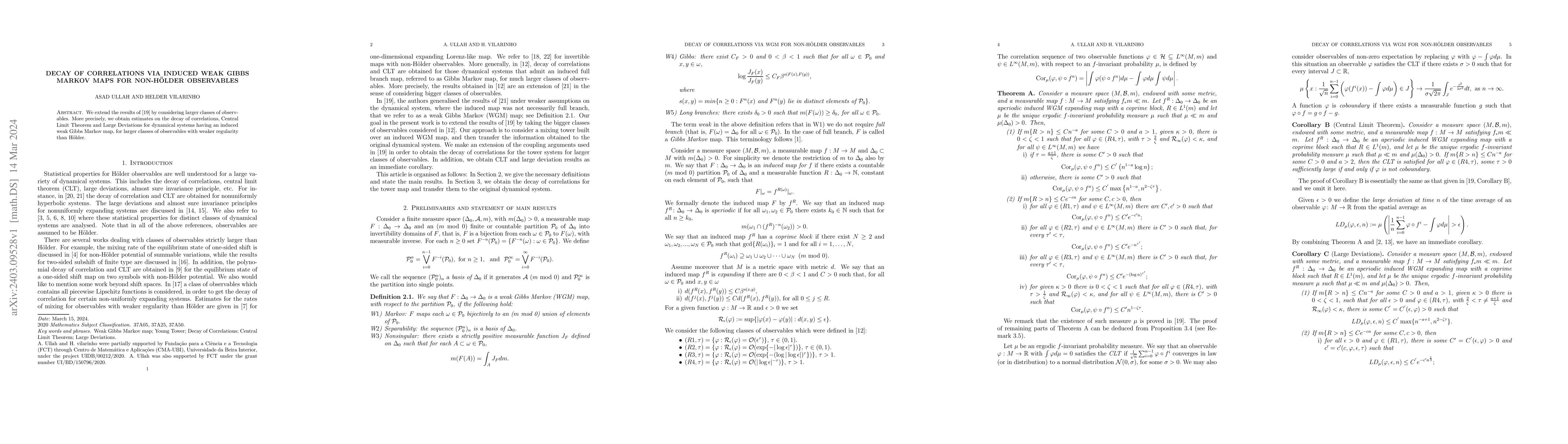 Thumbnail for Decay of Correlations via induced Weak Gibbs Markov maps for
  non-H\"{o}lder observables