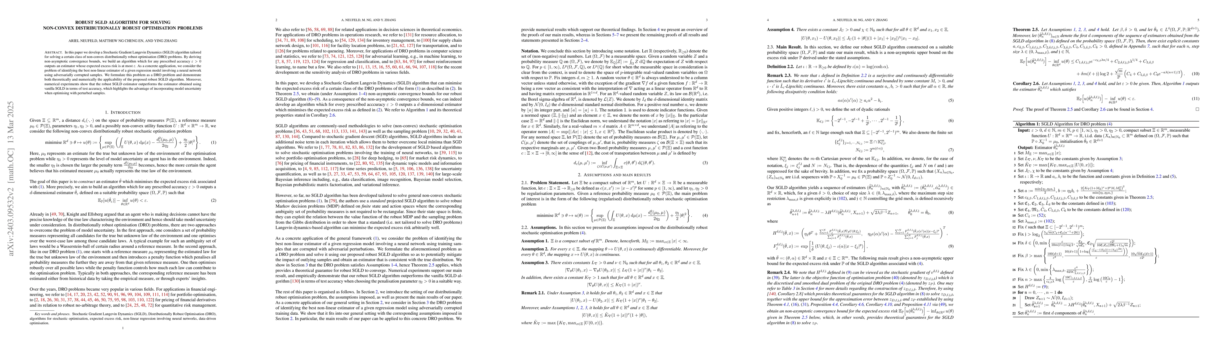 Thumbnail for Robust SGLD algorithm for solving non-convex distributionally robust
  optimisation problems
