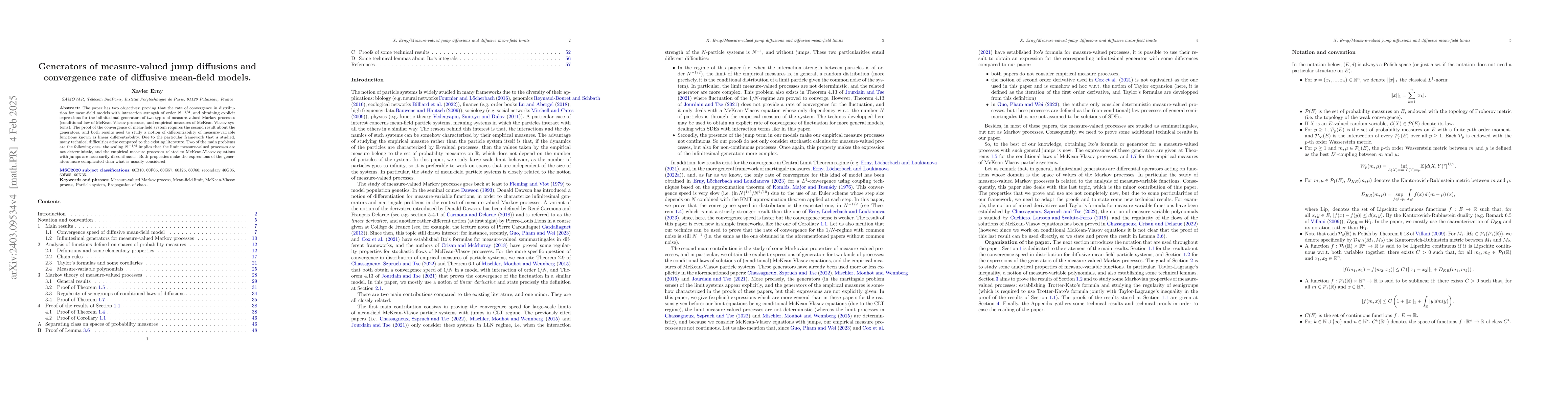 Thumbnail for Generators of measure-valued jump diffusions and convergence rate of
  diffusive mean-field models