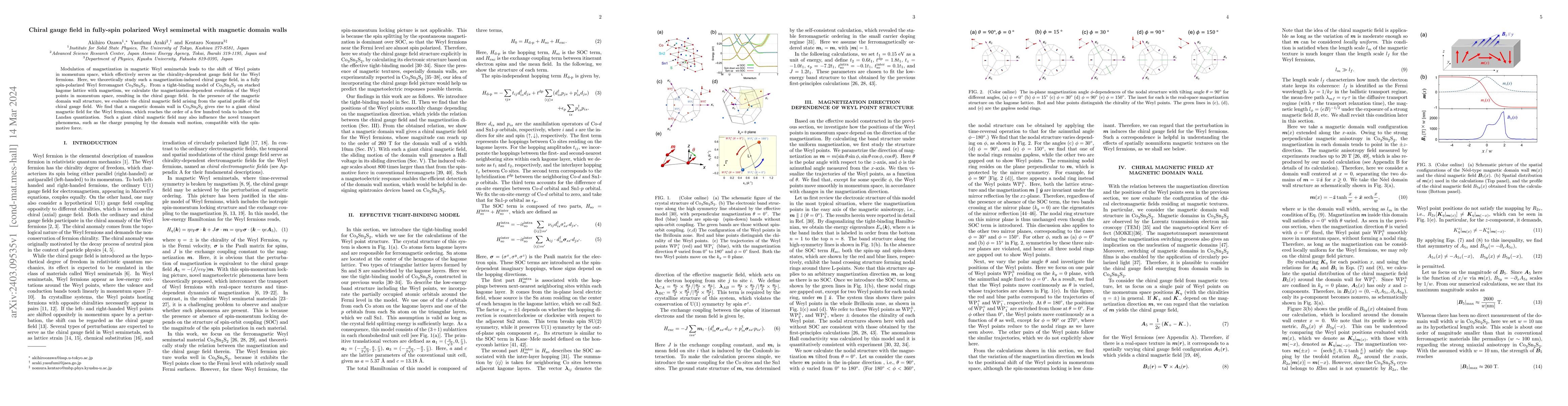 Thumbnail for Chiral gauge field in fully-spin polarized Weyl semimetal with magnetic
  domain walls