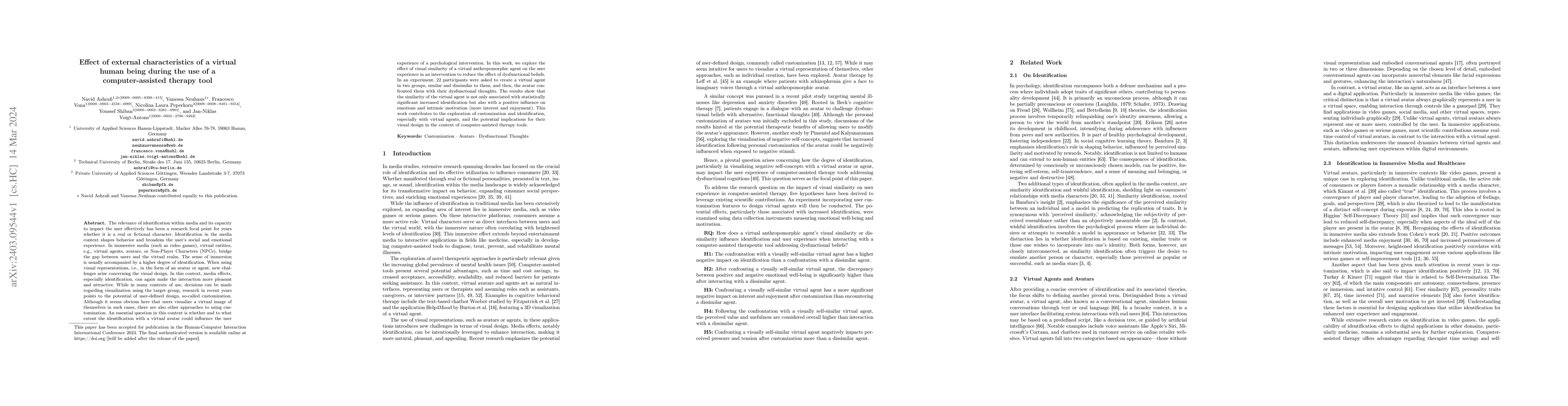 Thumbnail for Effect of external characteristics of a virtual human being during the
  use of a computer-assisted therapy tool