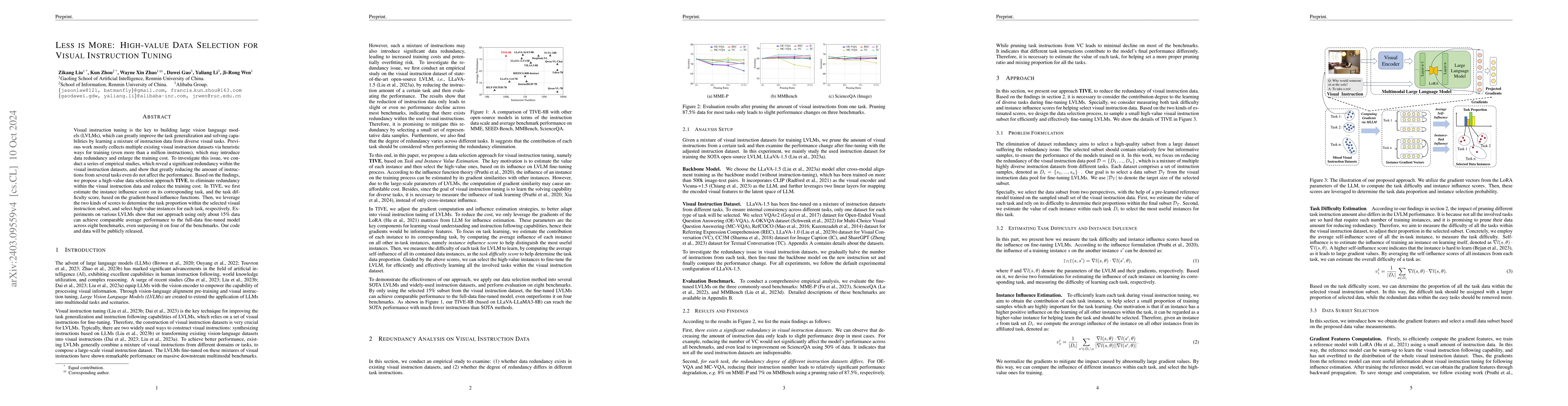 Thumbnail for Less is More: Data Value Estimation for Visual Instruction Tuning
