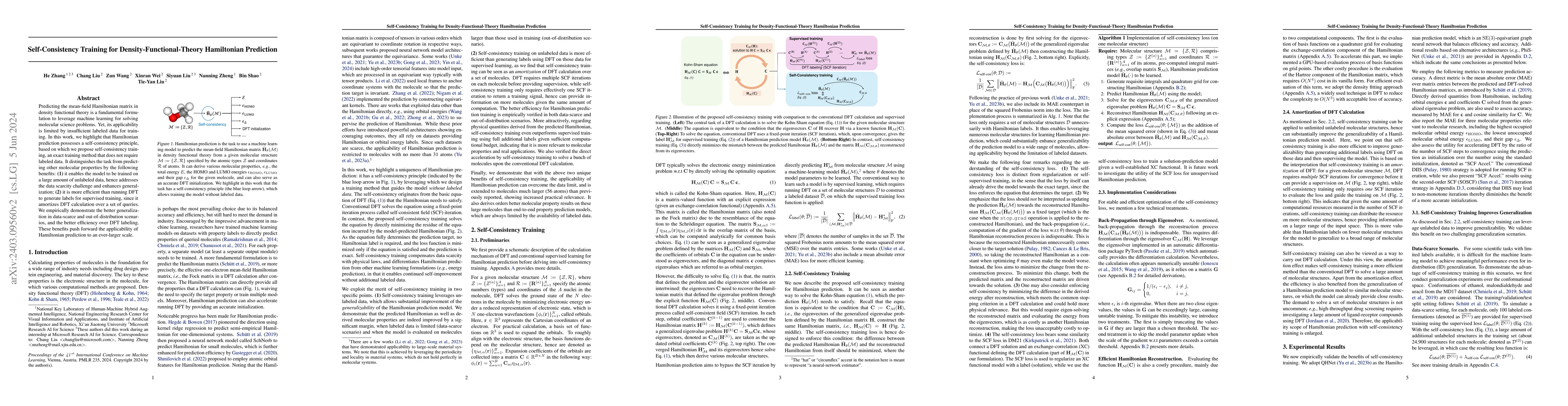 Thumbnail for Self-Consistency Training for Density-Functional-Theory Hamiltonian
  Prediction
