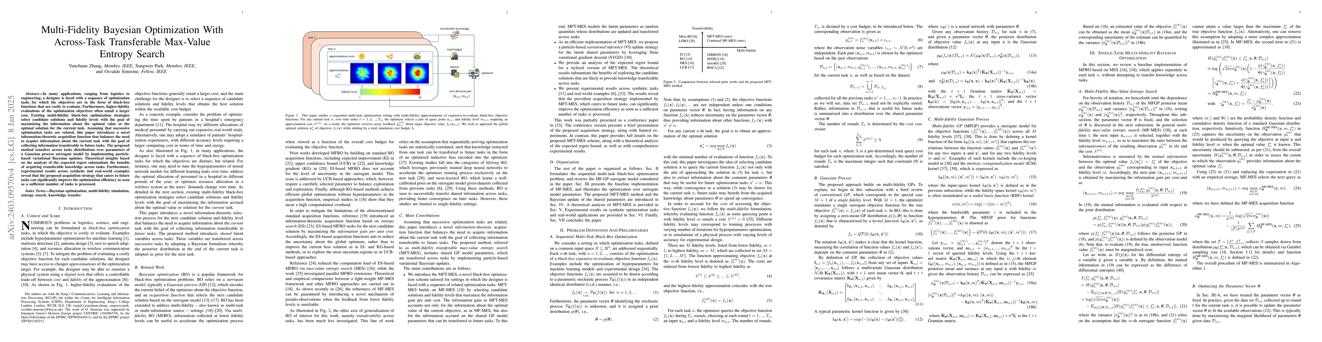 Thumbnail for Multi-Fidelity Bayesian Optimization With Across-Task Transferable
  Max-Value Entropy Search