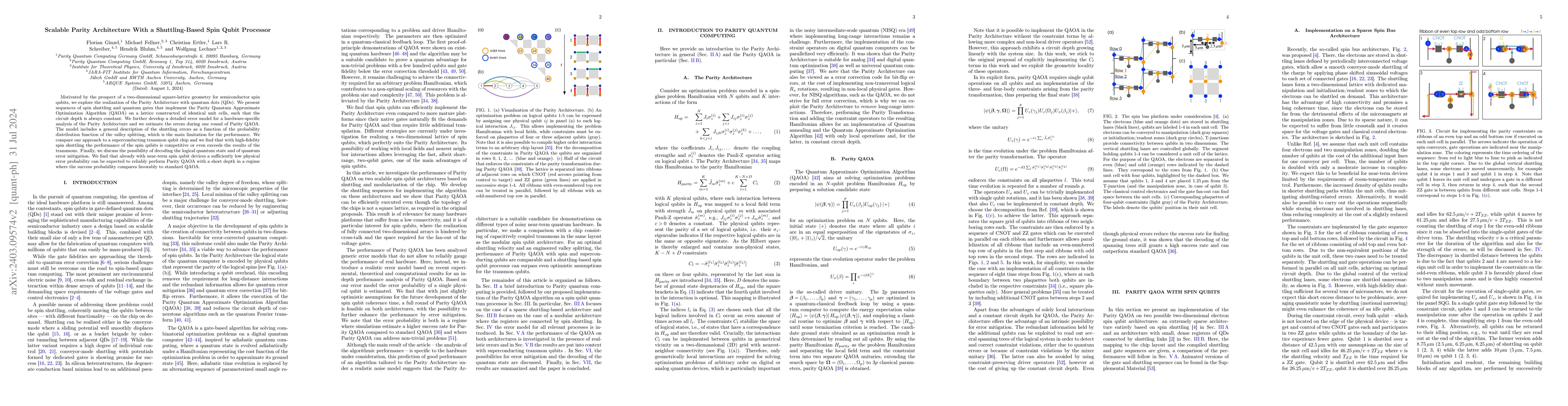 Thumbnail for Scalable Parity Architecture With a Shuttling-Based Spin Qubit Processor