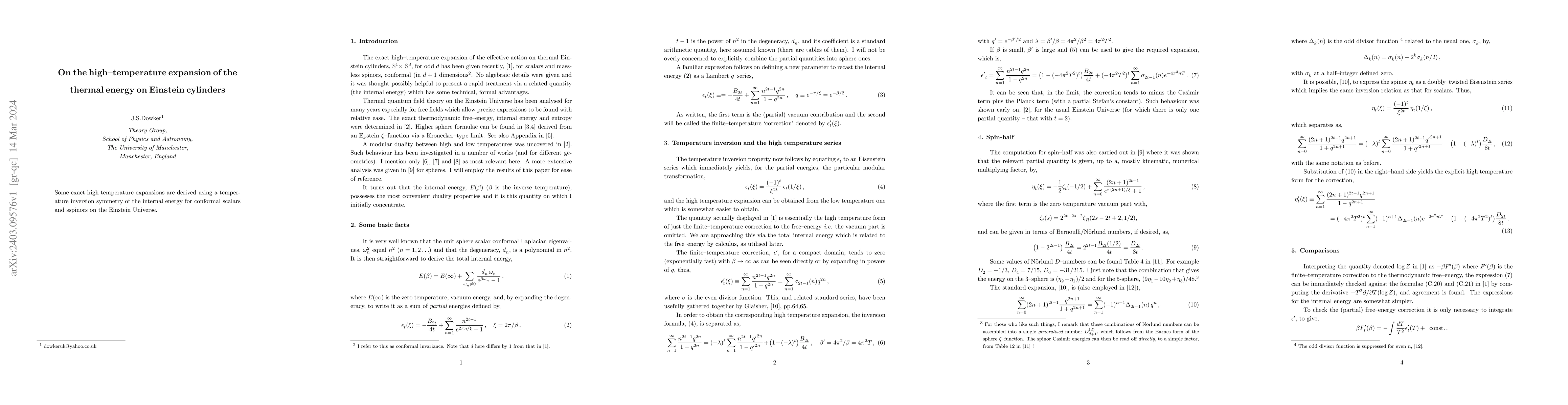 Thumbnail for On the high-temperature expansion of the thermal energy on Einstein
  cylinders