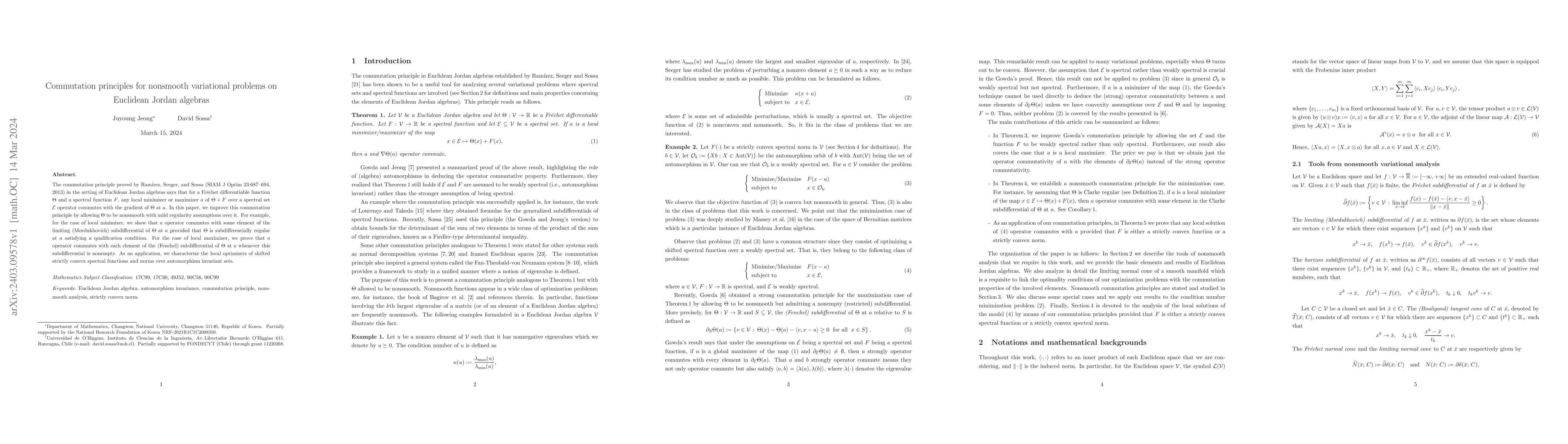 Thumbnail for Commutation principles for nonsmooth variational problems on Euclidean
  Jordan algebras