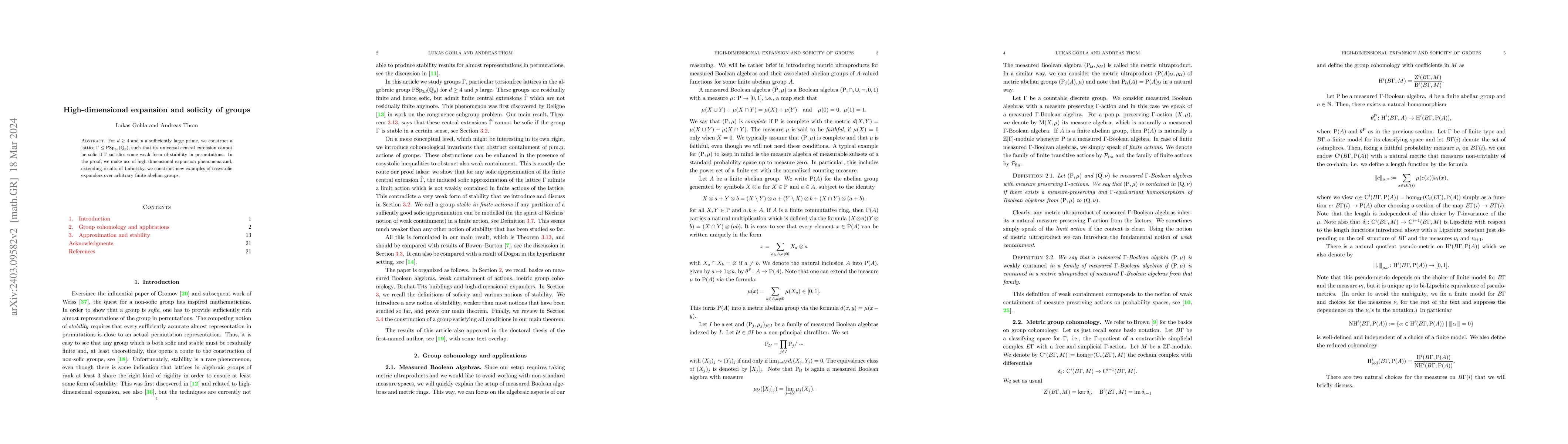 Thumbnail for High-dimensional expansion and soficity of groups