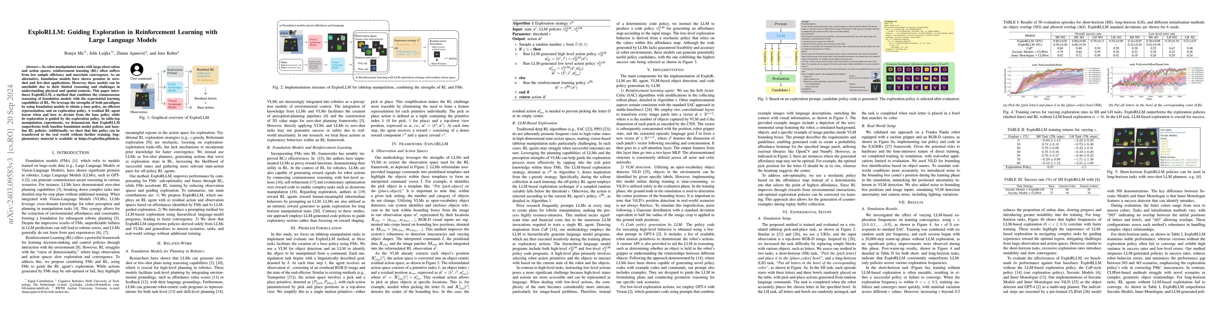 Thumbnail for ExploRLLM: Guiding Exploration in Reinforcement Learning with Large
  Language Models