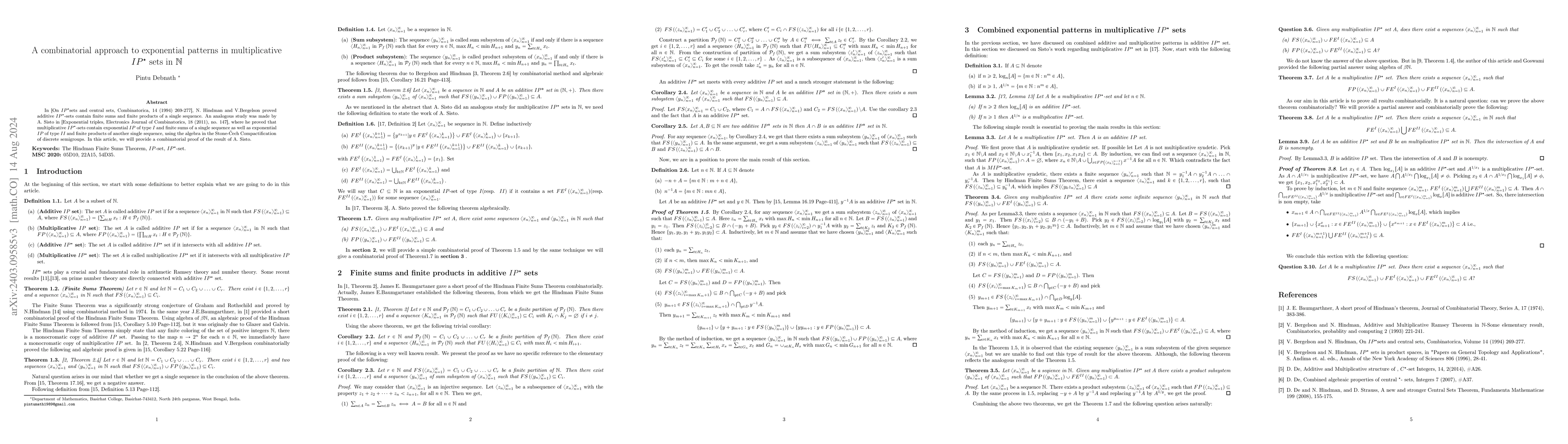 Thumbnail for A combinatorial approach to exponential patterns in multiplicative
  $IP^{\star}$ sets in $\mathbb{N}$