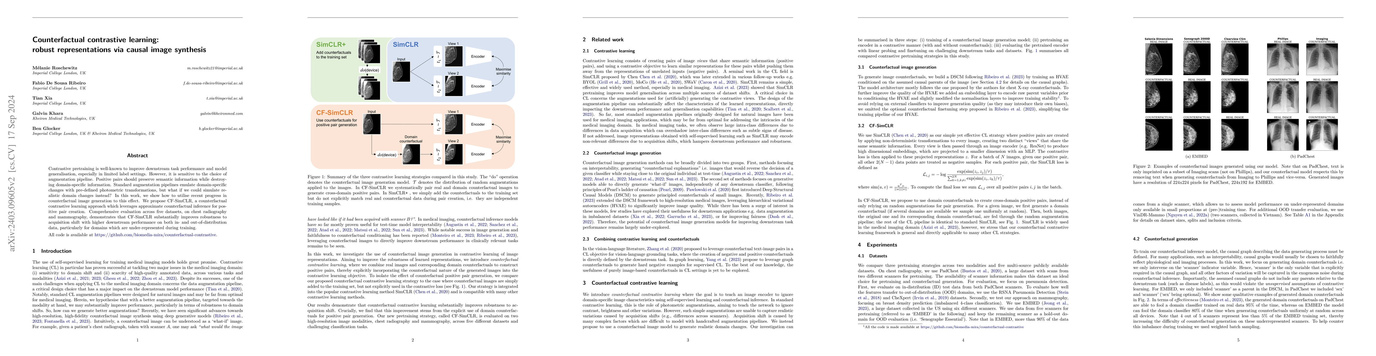 Thumbnail for Counterfactual contrastive learning: robust representations via causal
  image synthesis