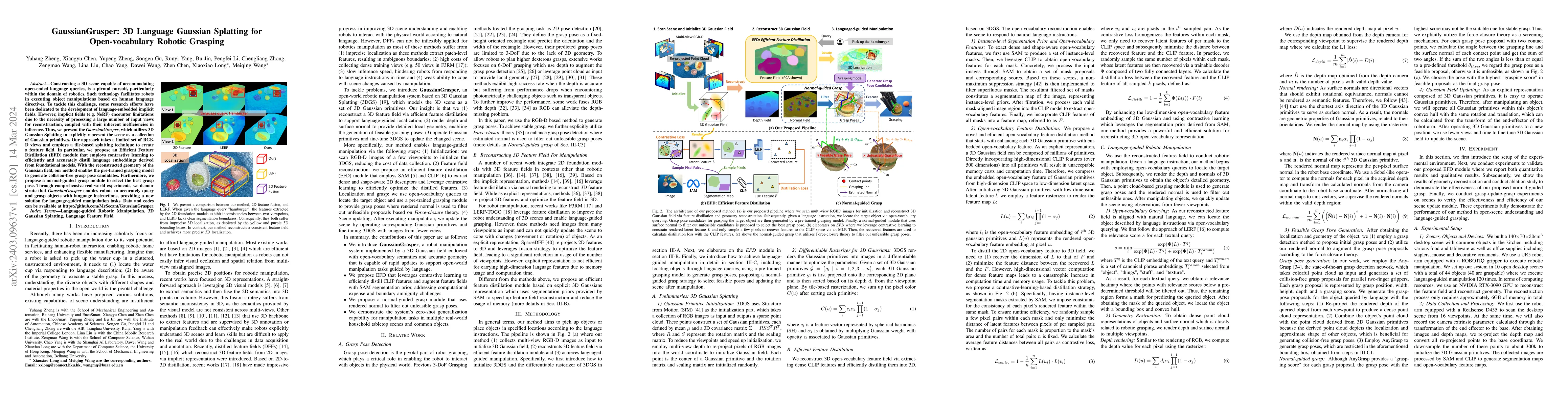 Thumbnail for GaussianGrasper: 3D Language Gaussian Splatting for Open-vocabulary
  Robotic Grasping