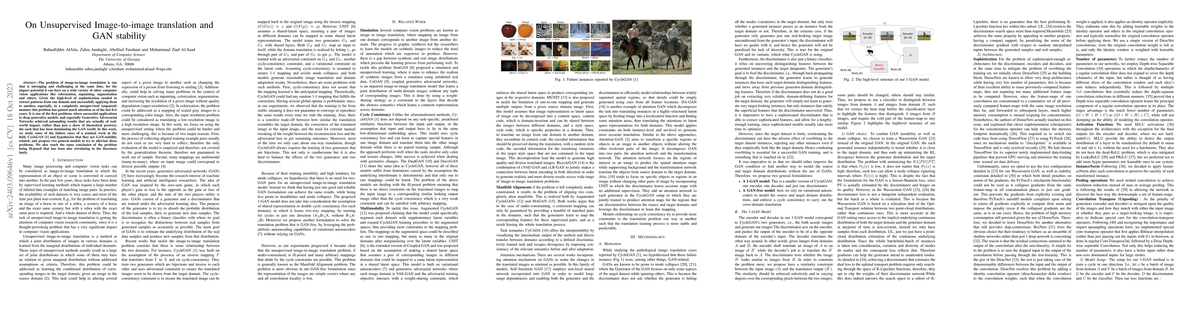Thumbnail for On Unsupervised Image-to-image translation and GAN stability