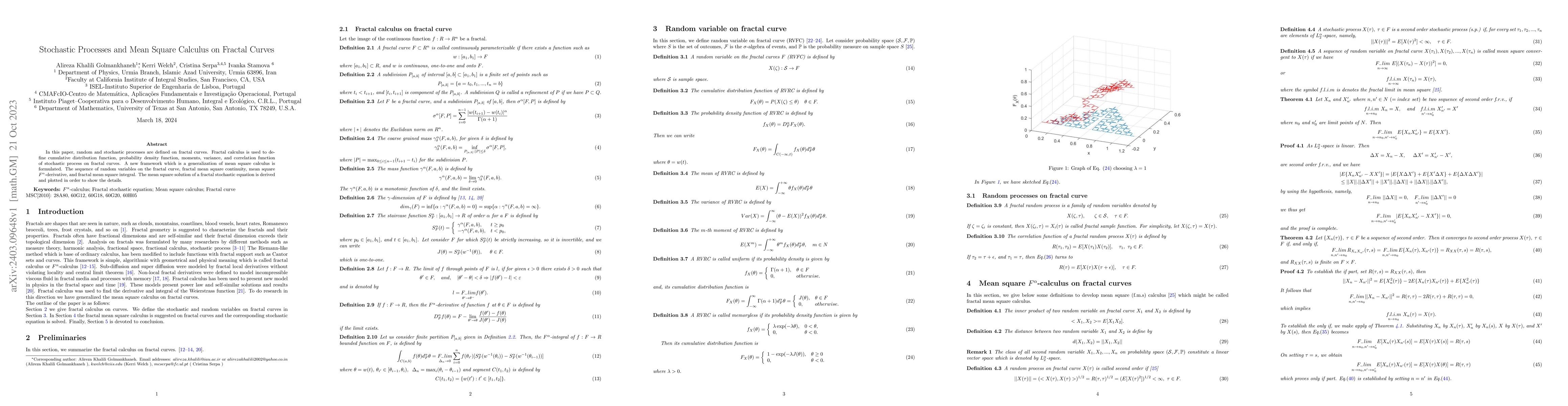 Thumbnail for Stochastic Processes and Mean Square Calculus on Fractal Curves