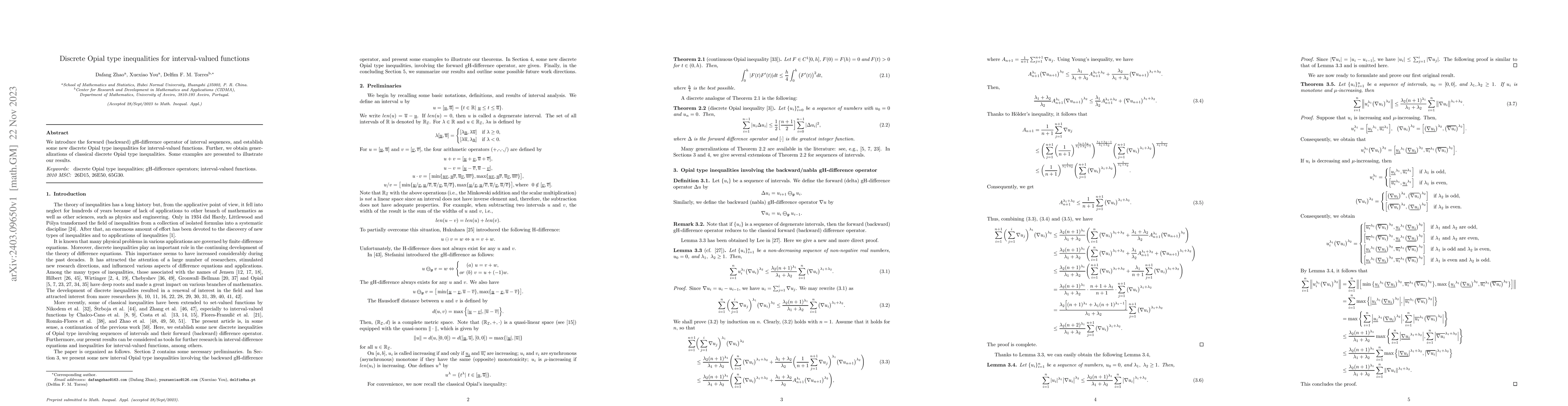 Thumbnail for Discrete Opial type inequalities for interval-valued functions