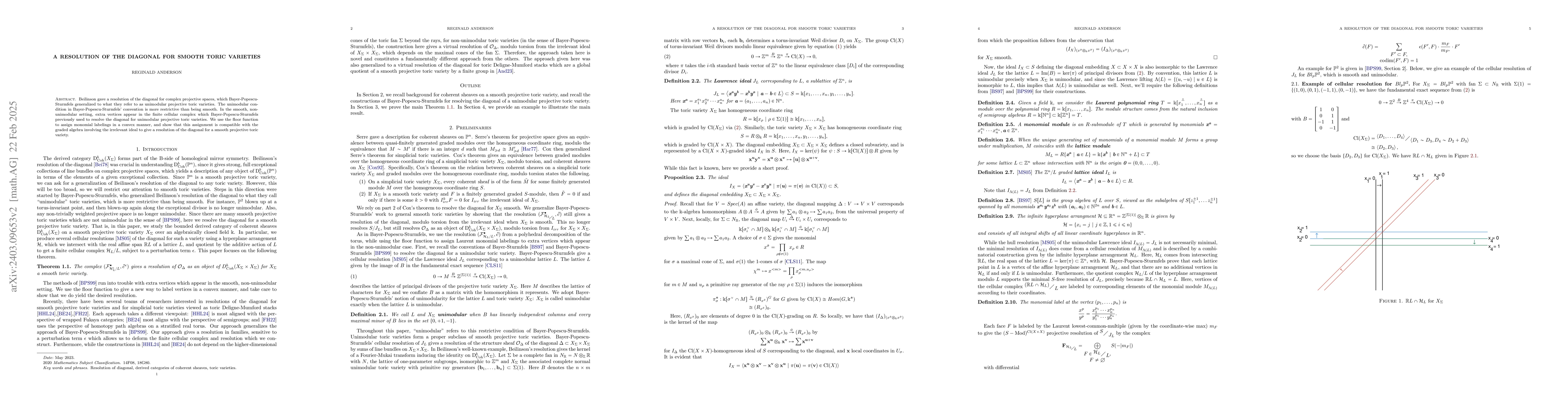 Thumbnail for A Resolution of the Diagonal for Smooth Toric Varieties