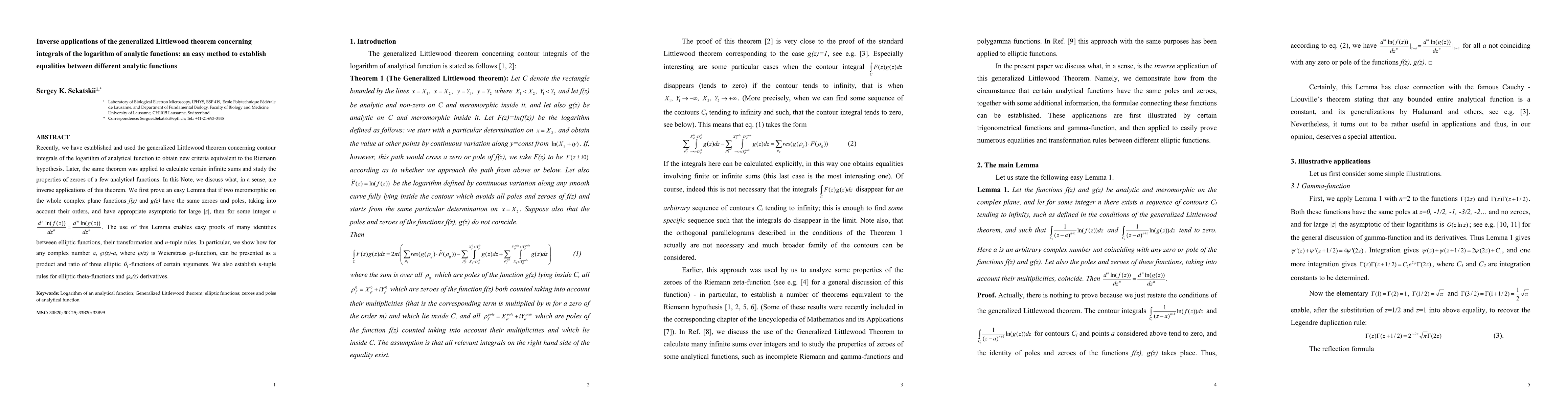 Thumbnail for Inverse application of the generalized Littlewood theorem concerning
  integrals of the logarithm of analytic functions: an easy method to establish
  equalities between different analytic functions