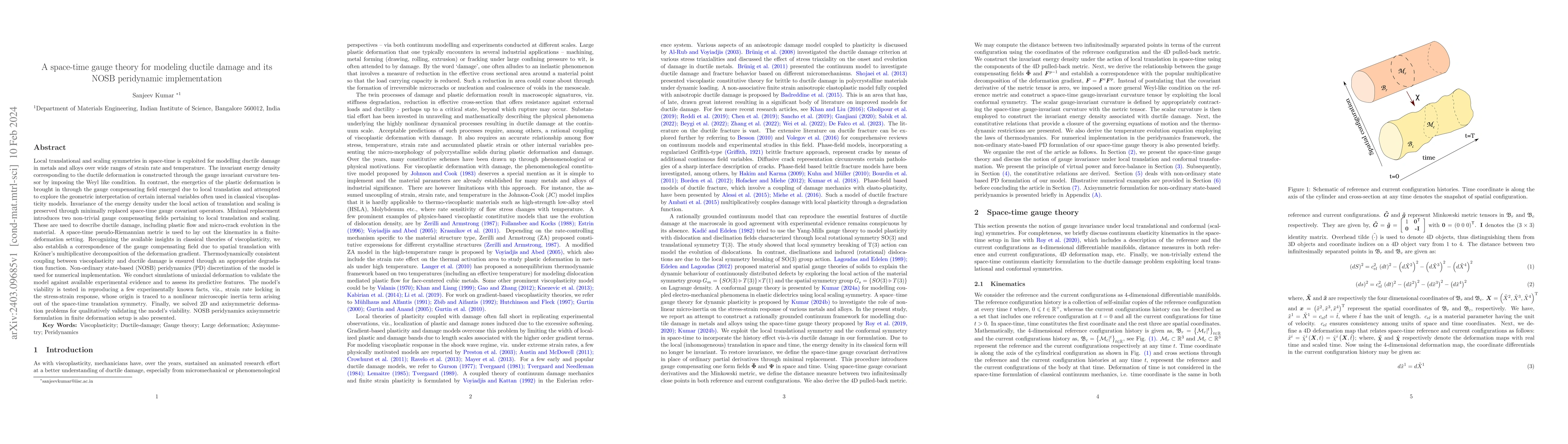 Thumbnail for A space-time gauge theory for modeling ductile damage and its NOSB
  peridynamic implementation