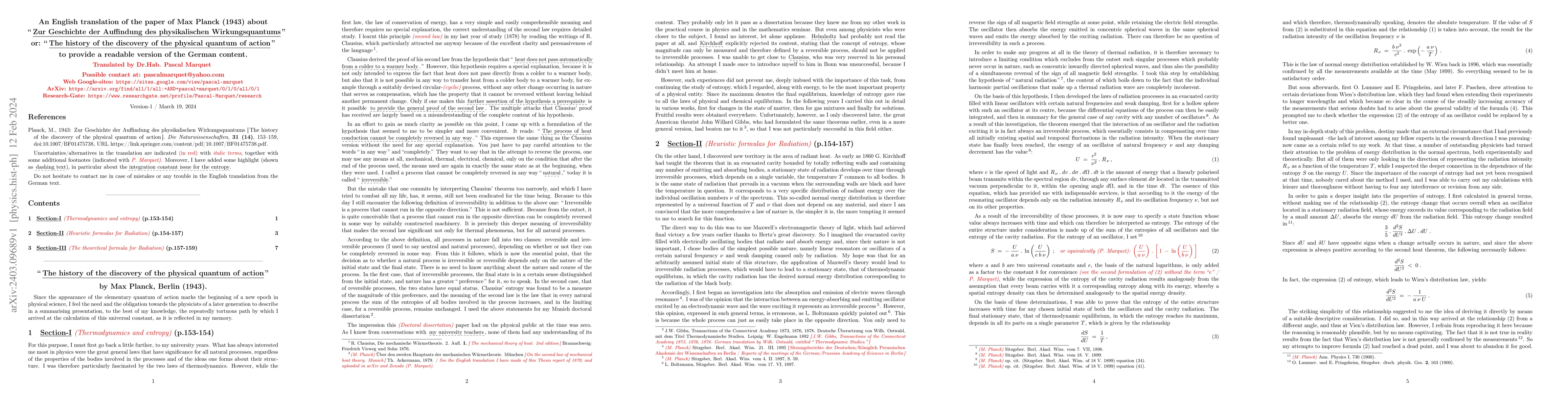 Thumbnail for The history of the discovery of the physical quantum of action (Zur
  Geschichte der Auffindung des physikalischen Wirkungsquantums)