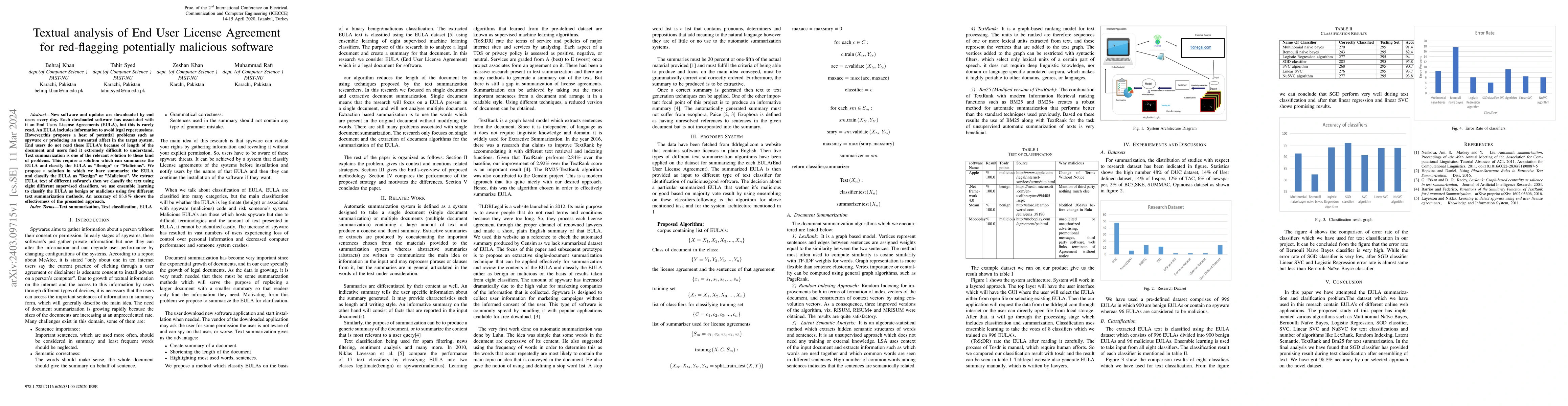 Thumbnail for Textual analysis of End User License Agreement for red-flagging
  potentially malicious software