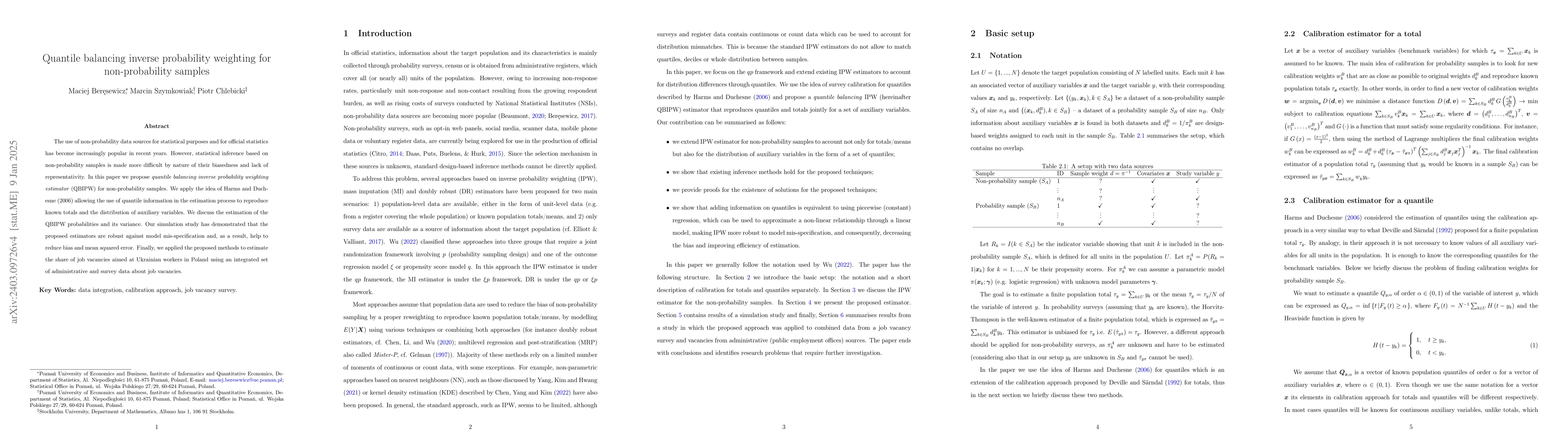 Thumbnail for Inference for non-probability samples using the calibration approach for
  quantiles