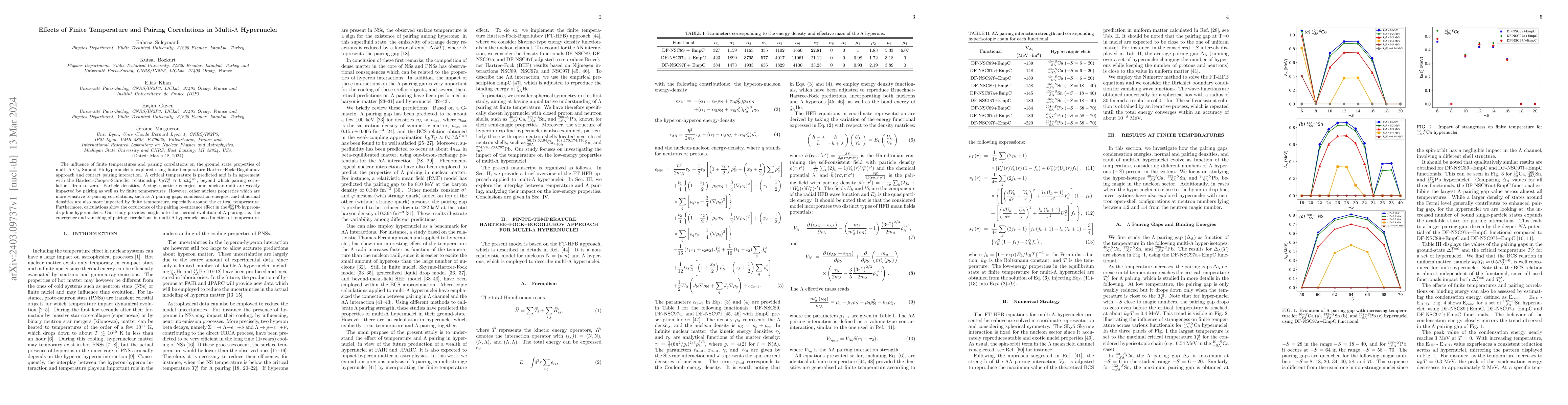Thumbnail for Effects of Finite Temperature and Pairing Correlations in
  Multi-$\Lambda$ Hypernuclei