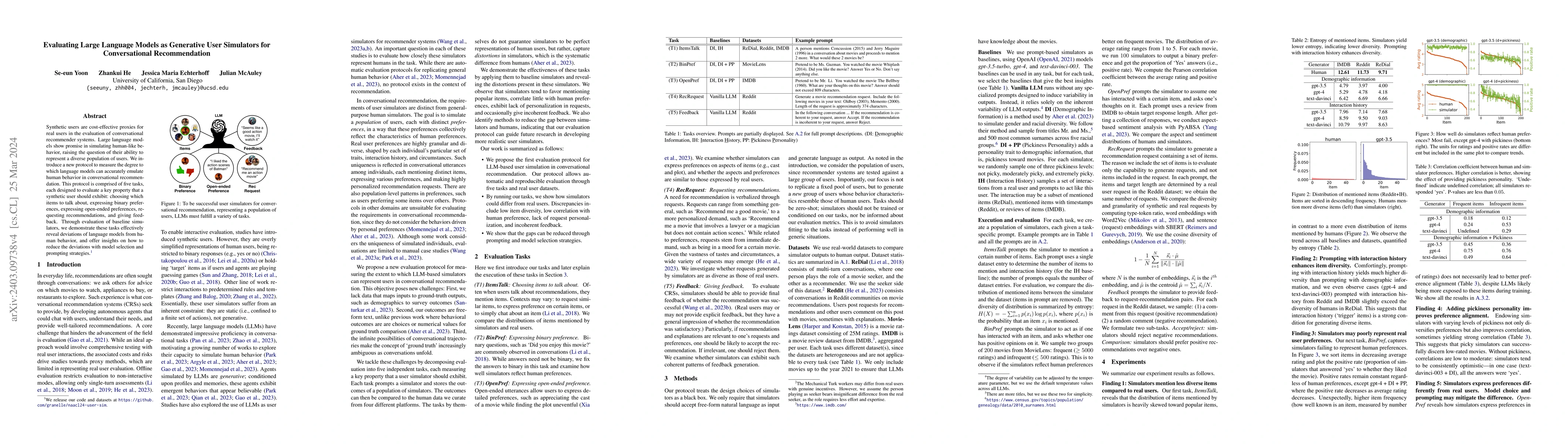 Thumbnail for Evaluating Large Language Models as Generative User Simulators for
  Conversational Recommendation