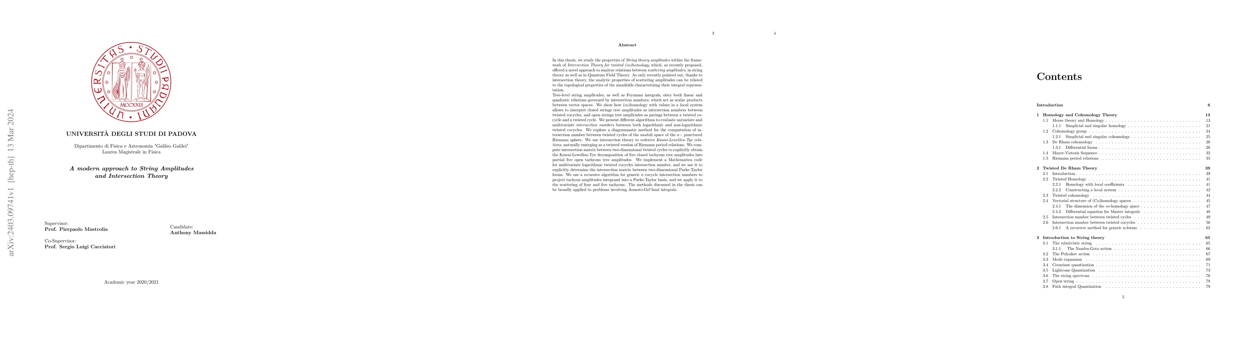 Thumbnail for A modern approach to String Amplitudes and Intersection Theory