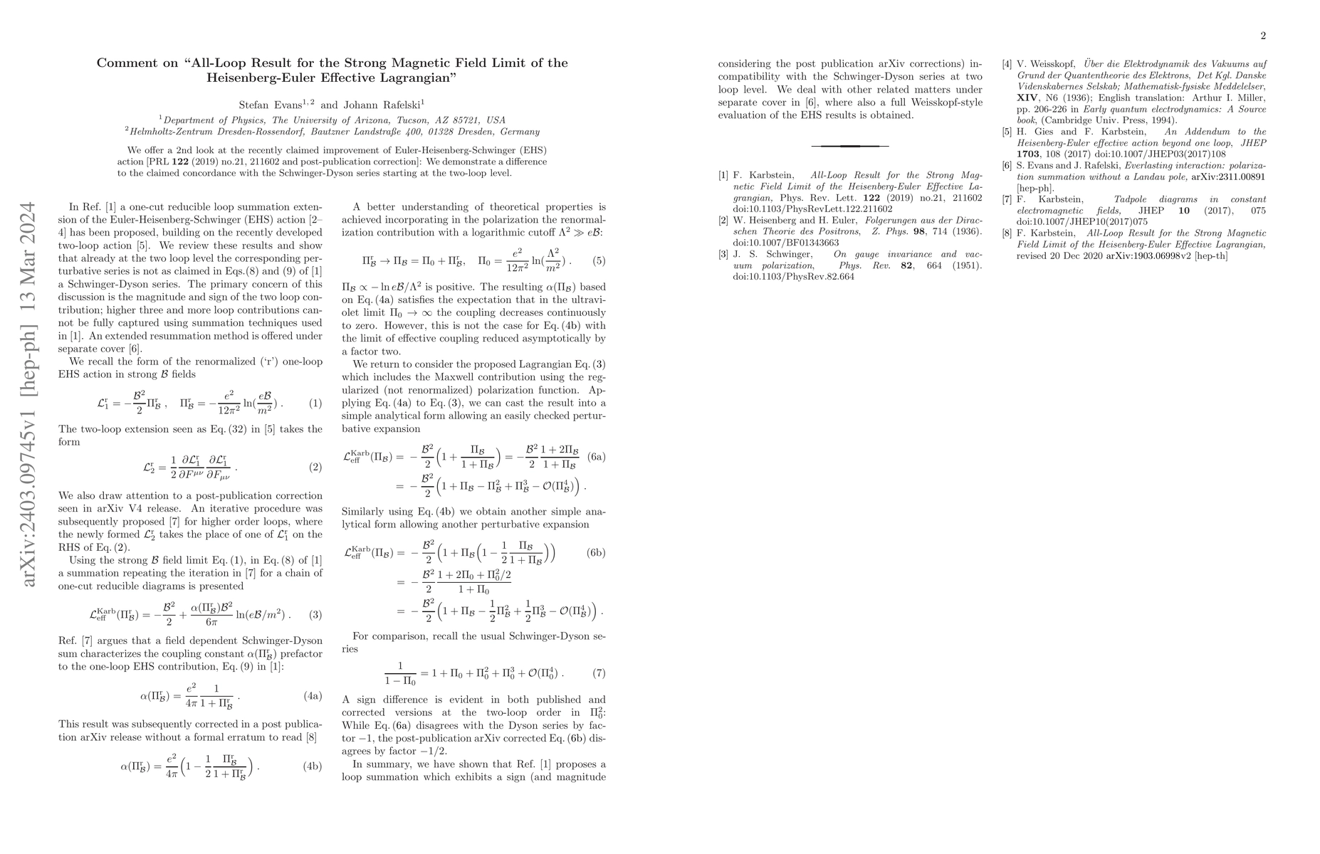 Thumbnail for Comment on "All-Loop Result for the Strong Magnetic Field Limit of the
  Heisenberg-Euler Effective Lagrangian"