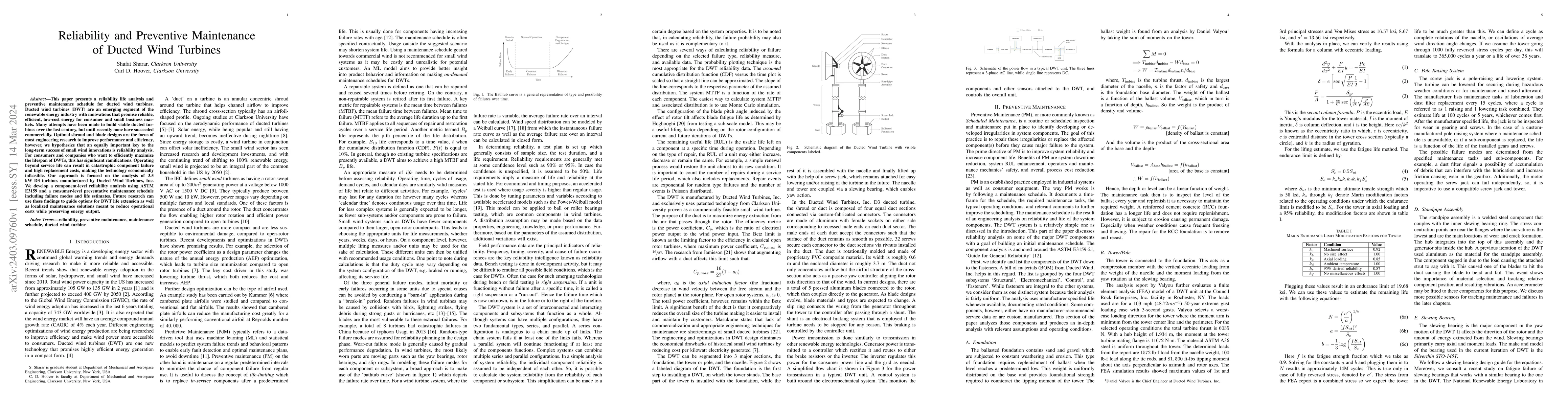 Thumbnail for Reliability and Preventive Maintenance of Ducted Wind Turbines