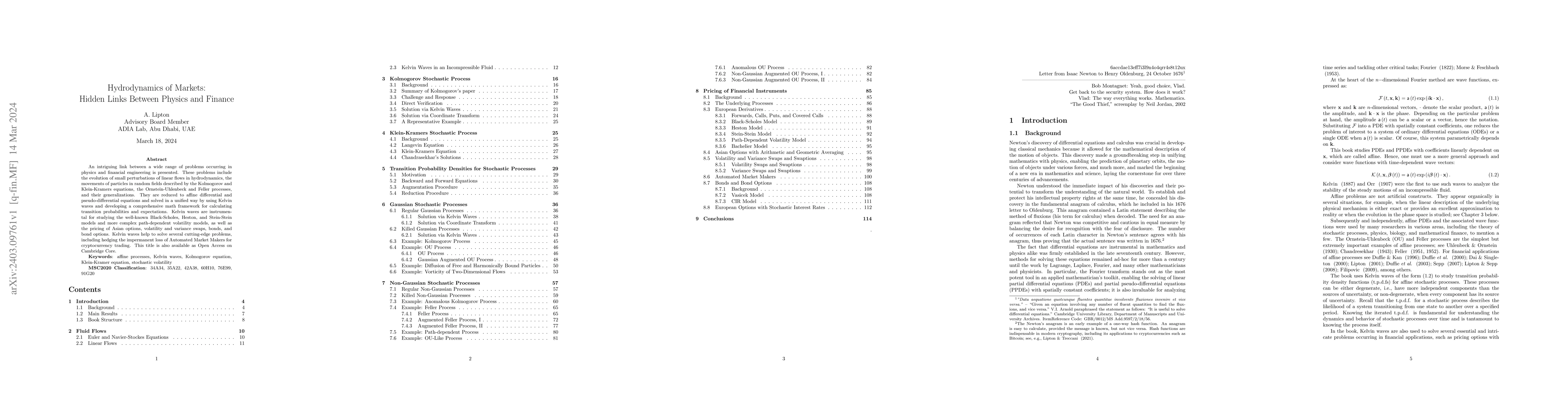 Thumbnail for Hydrodynamics of Markets:Hidden Links Between Physics and Finance