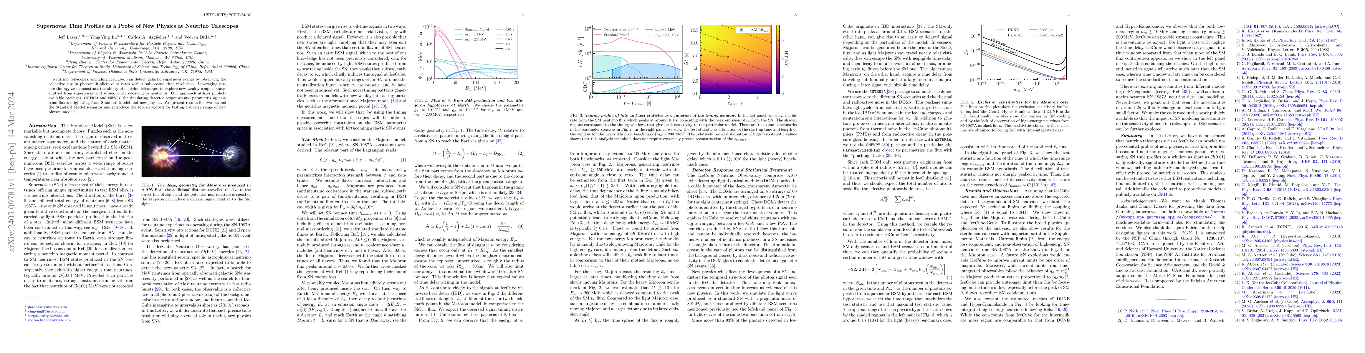 Thumbnail for Supernovae Time Profiles as a Probe of New Physics at Neutrino
  Telescopes