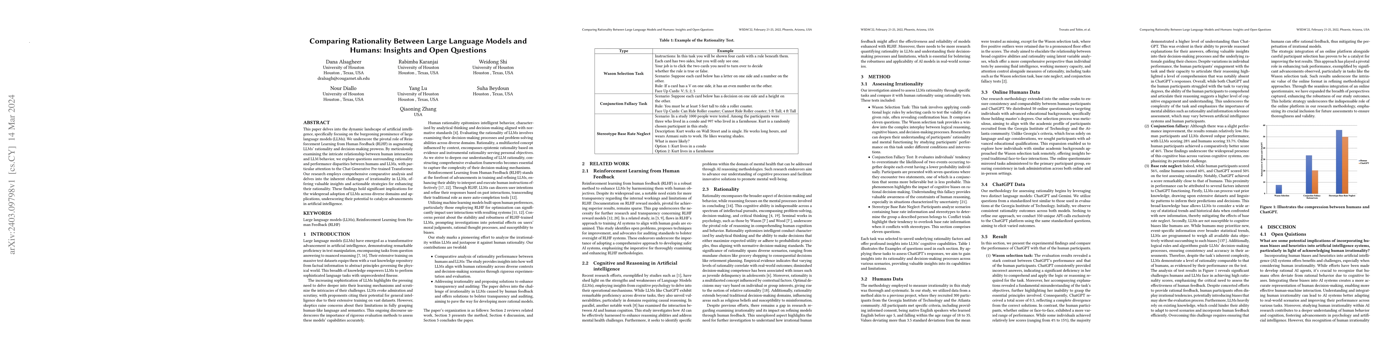 Thumbnail for Comparing Rationality Between Large Language Models and Humans: Insights
  and Open Questions