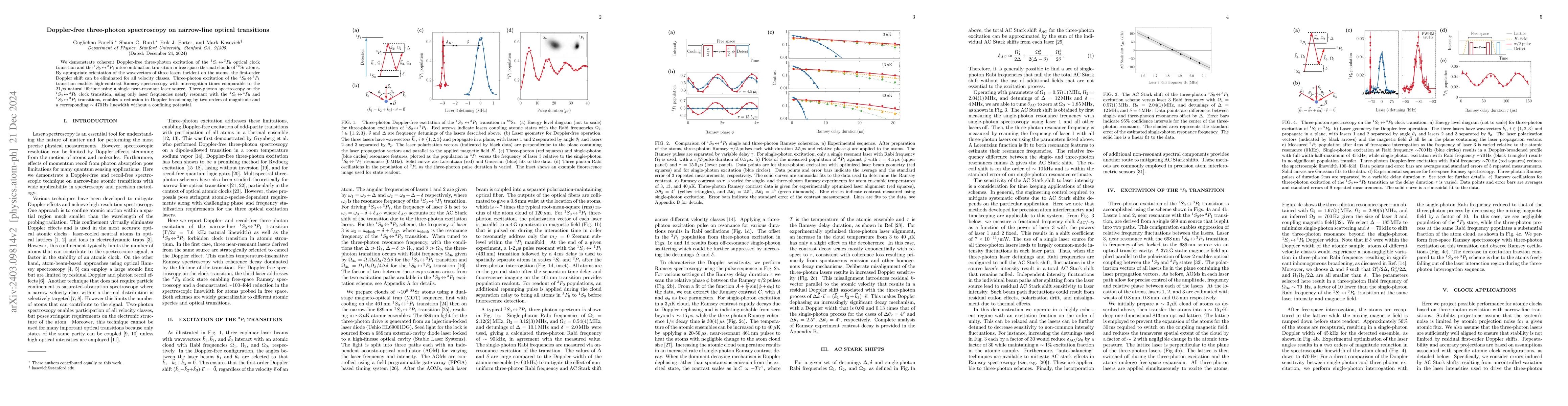 Thumbnail for Doppler-free three-photon spectroscopy on narrow-line optical
  transitions