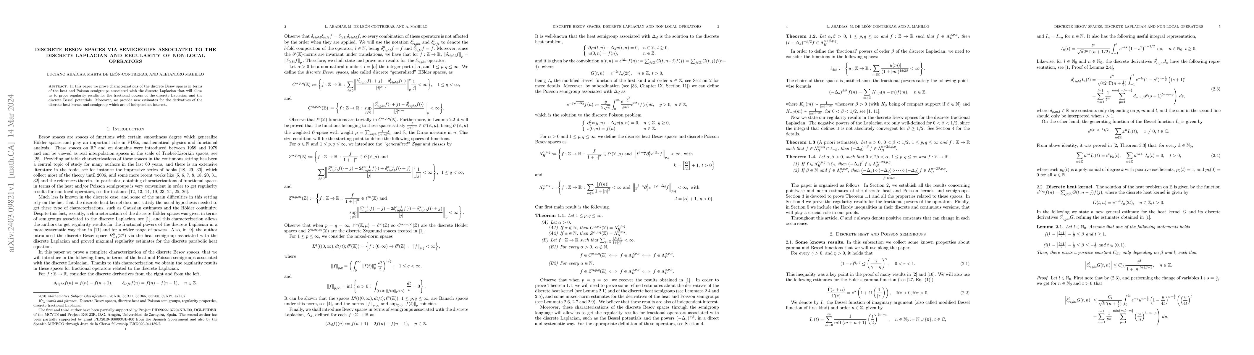 Thumbnail for Discrete Besov spaces via semigroups associated to the discrete
  Laplacian and regularity of non-local operators