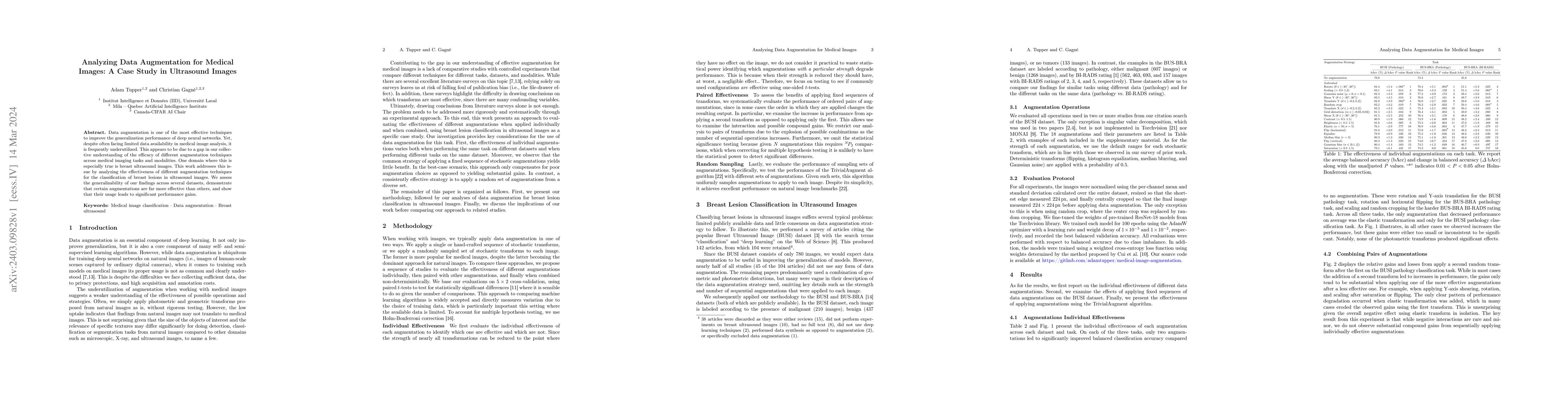 Thumbnail for Analyzing Data Augmentation for Medical Images: A Case Study in
  Ultrasound Images