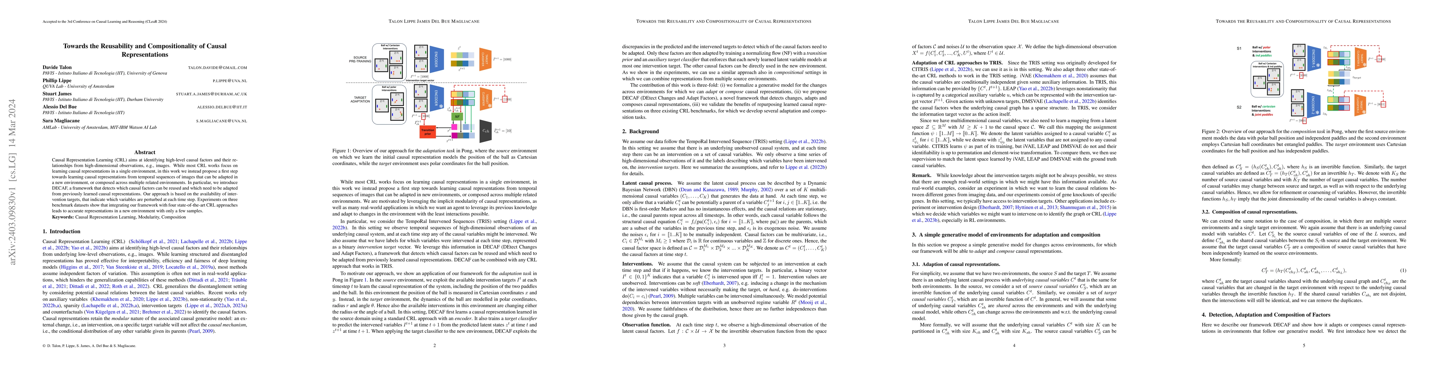 Thumbnail for Towards the Reusability and Compositionality of Causal Representations