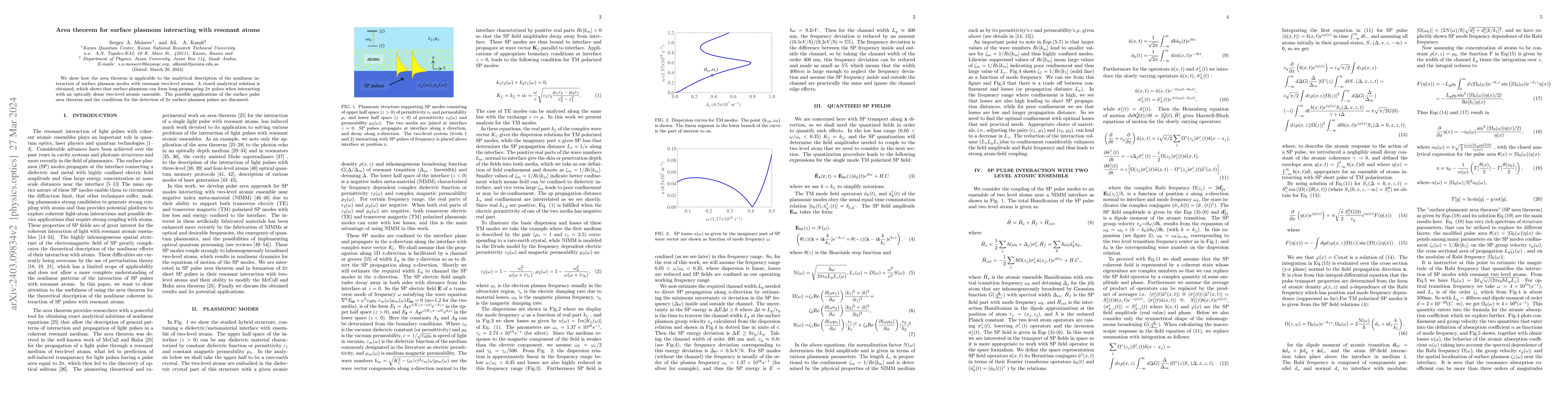 Thumbnail for Area theorem for surface plasmons interacting with resonant atoms